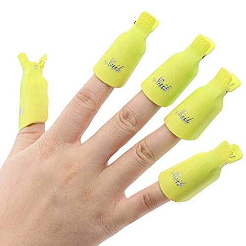 Pana 10 Adet sarı Renk Kullanımlık Akrilik Tırnak Islatın Tedavi UV Jel Cila Sökücü Klip Kap Manikür Aracı
