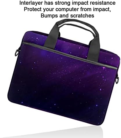 Yıldızlı Gökyüzü Mor Laptop çantası 14.5 İnç Evrak Çantası Laptop omuz askılı çanta Laptop taşıma çantası Bilgisayar ve Tablet