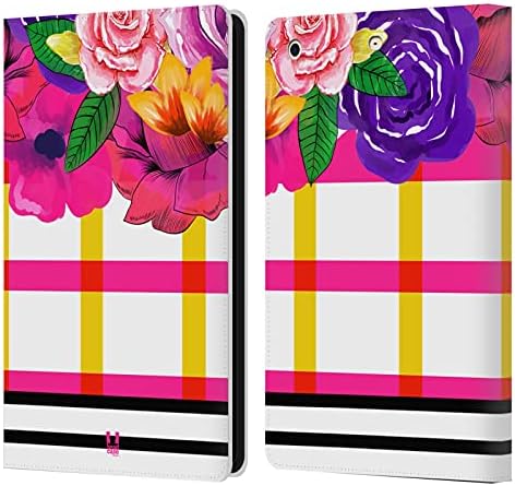 Kafa Durumda Tasarımlar Stripes Çiçek Desen Mix Deri Kitap Cüzdan Kılıf Kapak Apple iPad Mini 1 ile Uyumlu / Mini 2 / Mini