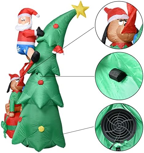Lvydec ışıklı şişme yılbaşı ağacı dekorasyon-7ft havaya uçurmak noel ağacı Santa köpek hediye kutusu ve dahili LED ışıkları