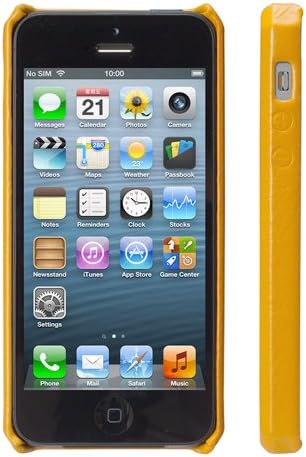Jisoncase Yönetici Hakiki Deri Cüzdan Kılıf iPhone 5, JS-IP5-001B-Yellow