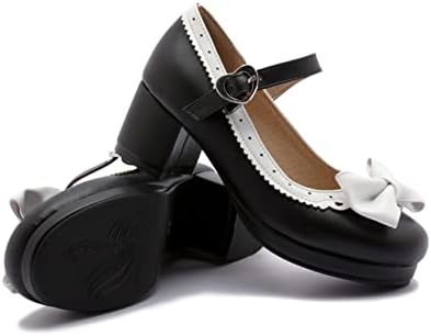 Kadın Mary Janes Yuvarlak Ayak Oxford Blok Topuklu Ayakkabı Toka Kayış Yay Kız Cosplay Platformu Pompaları Elbise Ayakkabı