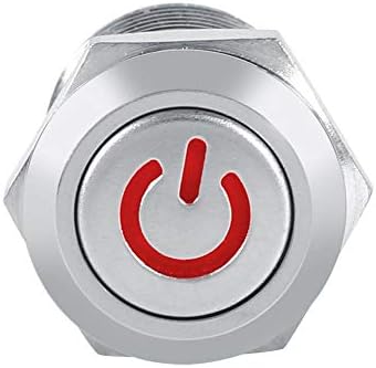 LED Düğme Anahtarı, 12mm Su Geçirmez Toz Geçirmez LED Güç Anahtarı Metal Anlık Tip LED Push Button Anahtarı (Kırmızı)