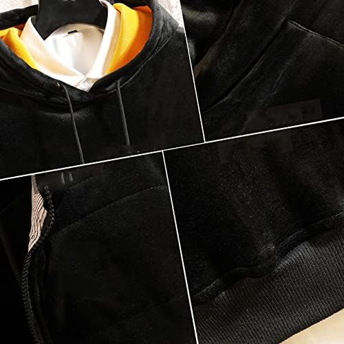 SGZYJ Kalın Çift Cided Kadife Eşofman erkek Kış Sıcak Altın Kadife Set Üç Parçalı Kadife Takım Elbise (Renk: Siyah, Boyutu:
