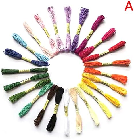BOKA Store-24pcs Rastgele Renk Nakış DIY Ipek Hattı Şube Konuları Benzer DMC Konu Ipi Skeins Çapraz Dikiş Ipliği-A 24 Renkler