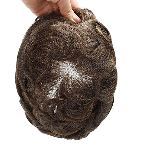 LİRİK SAÇ Peruk Erkekler ıçin Süper Ince Fransız Dantel Ön Saç Sistemi Ağartılmış Knot Şeffaf Dantel Saç Değiştirme PU Poli