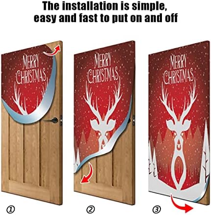 xigua Noel Kapı Süslemeleri Merry Christmas Kart Kapı Kapak, 32x79 in Büyük Kumaş Tatil Parti Süslemeleri İşareti için Ön Kapı,