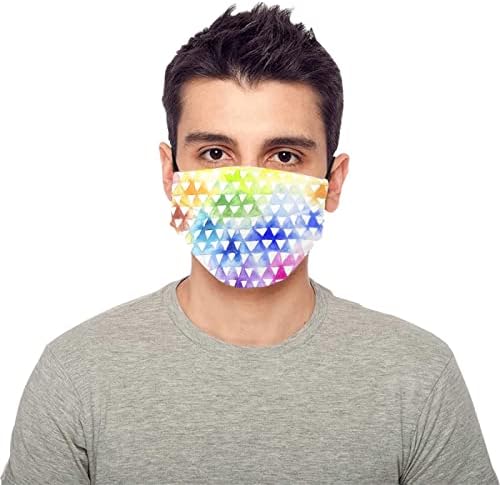 Elle çizilmiş renkli üçgenler 2 Paket %100 % Pamuk Kore Kullanımlık Yıkanabilir Ayarlanabilir Metal Şerit Kadın Yüz Ağız Maskesi