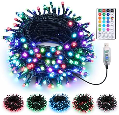 BrizLabs renk değiştirme noel ışıkları, 33ft 100 LED renkli noel ışıkları ile uzaktan, USB Powered Noel ağacı ışık zamanlayıcı