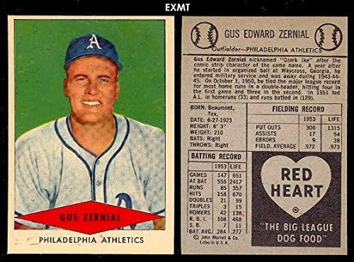 1954 Kırmızı Kalp Köpek Maması Düzenli (Beyzbol) kartı33 Philadelphia Atletizm Sınıfından Gus Zernial Mükemmel Mükemmel Nane