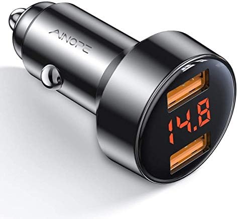 AİNOPE Araç Şarj Adaptörü, Çift QC3.0 Bağlantı Noktası 6A / 36W Hızlı USB Araç Şarj Cihazı Tüm Metal Çakmak USB Şarj Cihazı