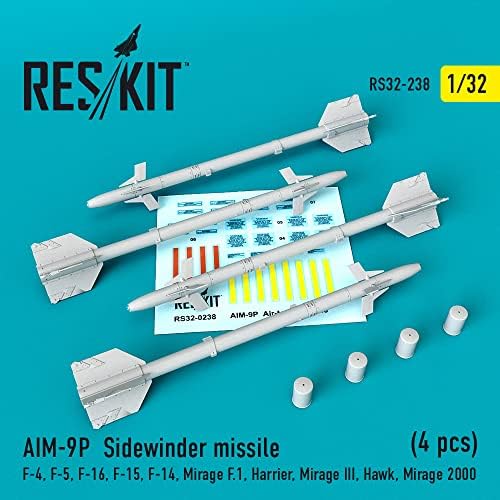 Reskıt RS32-0238 - 1/32 AIM-9P Sidewinder Füze (4 adet) Uçak Modeli için