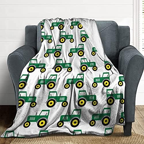 Kathonex Yeşil Sarı Traktör Süper Yumuşak Bulanık Peluş Battaniye çocuk Atmak Battaniye, Kanepe Kanepe veya Yatak için Açık