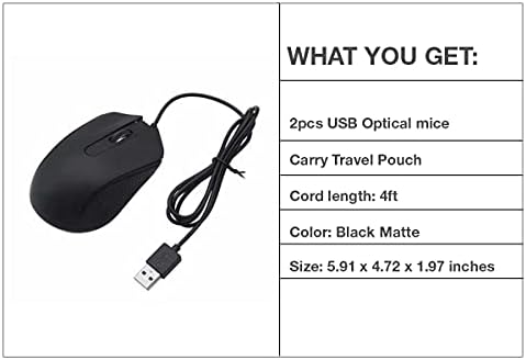 alla 2 PAKETİ Ofis Küçük USB Fare chromebook Dizüstü Bilgisayar için Optik Kablolu pc fareler ile Taşıma Çantası