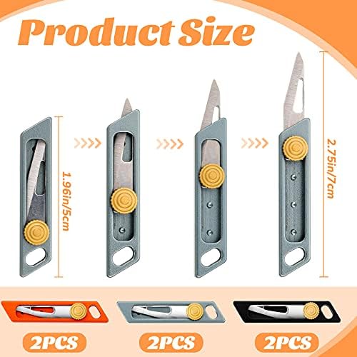 6 Adet Küçük Çakı Geri Çekilebilir Anahtarlık Kutusu Kesici Mini Maket Bıçağı Mini Anahtarlık Bıçağı Geri Çekilebilir Anahtarlık