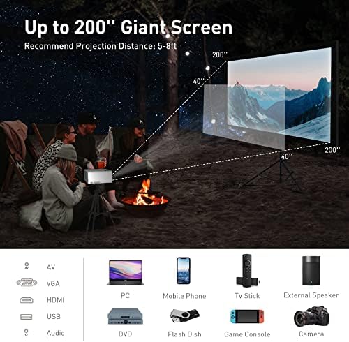 Projektör ile 120 Ekran, taşınabilir Açık Projektör Ekran için Ev Açık Filmler ile Taşıma Çantası, 7500L, 1080 P, ev Sineması