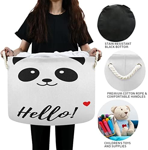 xigua Hello Panda Oyuncak Sepeti Depolama - Tuval çamaşır Sepeti Battaniye Depolama Bin Oyuncak Organizatör Kovaları için Oturma