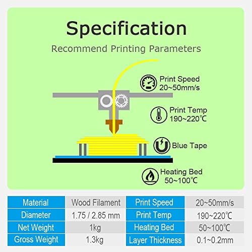 Zrong 3D Yazıcı Ahşap Filament Pla 1. 75mm 1Kg Ahşap Makaralar Rulo Plastik