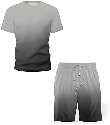 UXZDX Yeni erkek T-Shirt Şort Takım Elbise, Yaz Nefes Rahat T-Shirt Run Set, Moda Baskı Erkek Spor Takım elbise (Renk: Kırmızı,