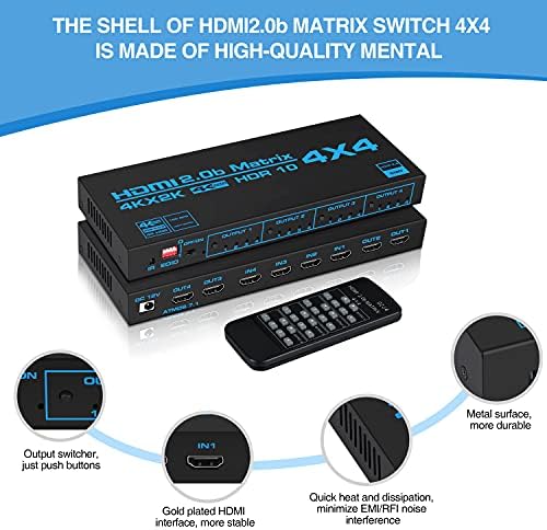 avedio linkler 4K @ 60Hz HDMI Matrix Switch 4x4 EDID ile, 4 4 Out HDMI Switcher Splitter Ses Video Dağıtıcı Seçici Kutusu ile