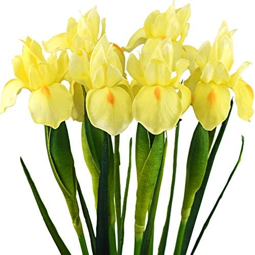 FiveSeasonStuff Iris Çiçek / Çiçekler Yapay Dekorasyon için / Düğün Gelin Ev Mutfak Parti Dekor / 6 Gerçek Dokunmatik Uzun