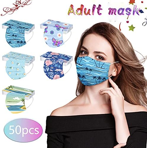 Tasarım Hawaii Baskılı Paper_mask Tasarımcı Tam Face_mask 3 kat ile Kadınlar için Yaz Plaj Tek Kullanımlık Face_mask