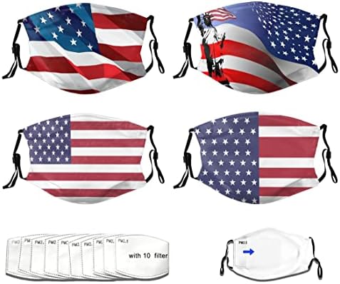 Amerikan Bayrağı Ile 4 Adet Kel Kartal Yüz Maskesi Yıkanabilir Ağız Kapak Rüzgar Geçirmez Yüz Bandanalar Balaclava Unisex 10