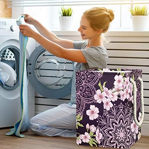 Inhomer Çamaşır Sepeti Hipple Mandala Çiçek Çiçeği Kiraz Katlanabilir çamaşır sepetleri Firma çamaşır kutusu giysi saklama
