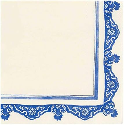 X & O Kağıt Ürünleri Mavi Çin Temalı Tatlı ve Öğle Yemeği Peçeteleri, 20pc, 5 G x 5 L