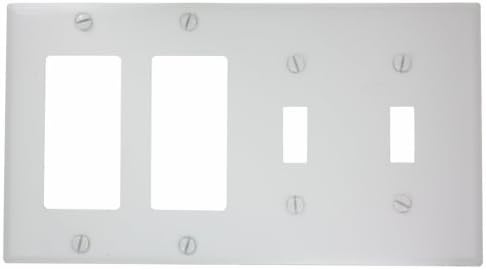 Leviton P2262 - W 4-Gang 2-Toggle Decora / GFCI Cihaz Kombinasyonu Duvar Plakası, Cihaz Montajı, Beyaz