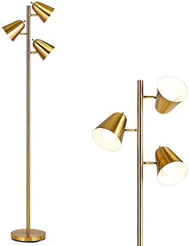 Tangkula 3-Light Zemin Lambası, 64 Orta Yüzyıl Modern 3 ışık Ağacı, 3 LED Ampuller ve Ayarlanabilir Kafaları ile Uzun Boylu