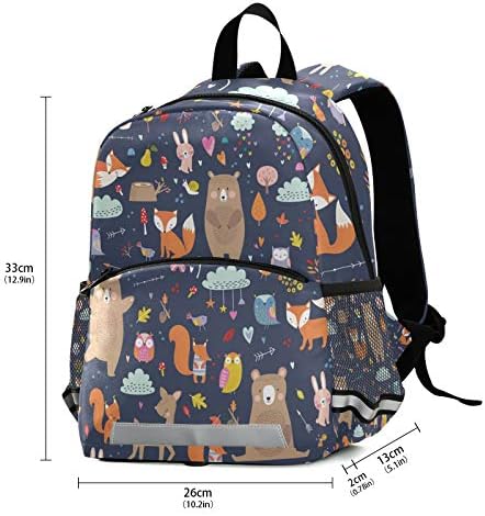 ALAZA orman hayvanları sevimli sonbahar tilki ayı geyik rahat Daypacks Bookbag okul çantası göğüs kemeri ile