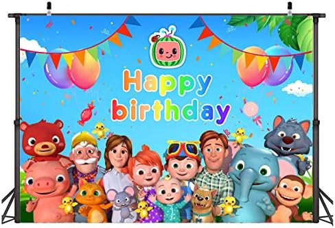 Cocomelon Arka Plan Doğum Günü Aile Partisi için, arka Planında Çocuklar Mutlu Doğum Günü DIY Parti Çocuklar için 5x3FT Yenidoğan