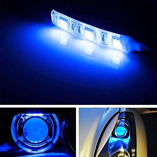 ıJDMTOY (2) v2. Mavi 3-SMD-5050 LED Modülleri İle Uyumlu Araba Motosiklet Projektör Far Iblis Gözler Güçlendirme