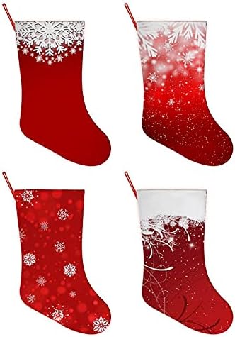 Noel çorap 4 paket şömine asılı çorap süslemeleri aile tatil Noel partisi ev dekorasyonu için