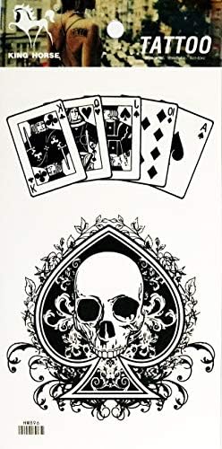 NipitShop 1 Sayfalık Kafatası Poker Blackjack Ace Jack Kumar Oyun Kartı Casino Geçici Dövmeler Kol Sticker Sanat Kol Sticker