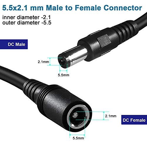 Dc Güç Uzatma Kablosu, 5.5 mm x 2.1 mm 12 v Uzatma Kablosu 6FT Güvenlik Kamera Kablosu DC Erkek Kadın Genişletici Tel için