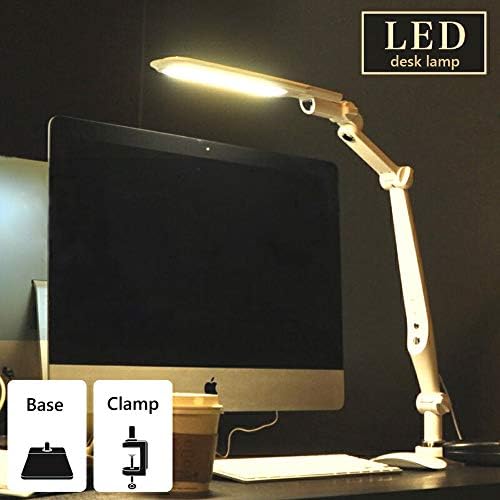 LED Masa Lambası, Kısılabilir Göz Koruyucu Okuma Lambası, 2'si 1 arada Masa Lambası ve Kelepçe Masa lambası, Çok Açılı Döndürme,3