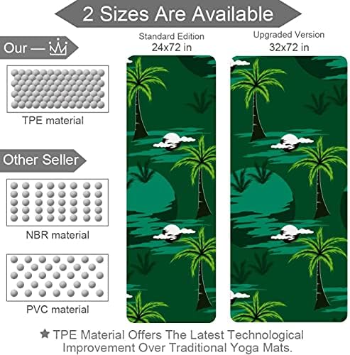 Palmiye Ağacı Yeşil ve Optimum Yastıklama, 72 x 24 Kalınlığı 1/4 yumuşak yoga mat Pilates ve Egzersizleri, Anti-Gözyaşı, Ter
