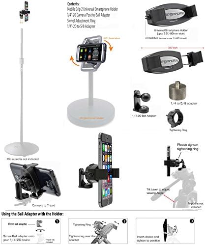 ChargerCity 360° Döner Ayarlamak Smartphone Tutucu ile 5/8 Tripod Mikrofon Standı Adaptörü için Tüm Smartphone kadar 3.6 inç