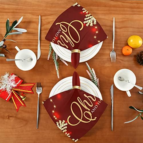 Noel Poinsettia ve Kar Taneleri Bez Peçete Yemeği Masa Peçeteler Yıkanabilir Polyester Peçeteler Ziyafet Düğün Festivali için