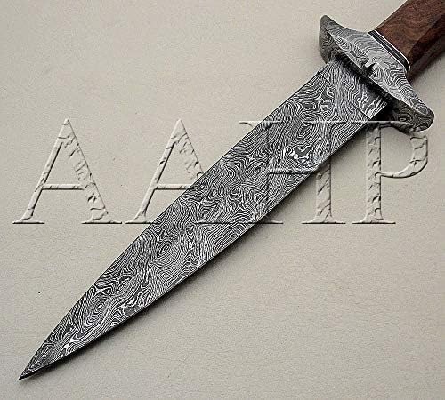 AAHP-143, 14.125 İnç Yaklaşık 9.125 inç Bıçaklı El Yapımı Şam Hançer Bıçağı %100 Gerçek Şam Çeliğinden, Yaklaşık 5 inç Doğal