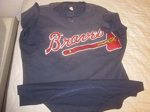 2001 Braves Mavi Küçük Lig Oyunu Kullanılmış Forma 35 Lynn Jones LOA-MLB Oyunu Kullanılmış Formalar