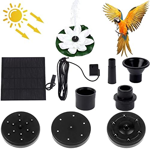 Birdbath için Güneş Çeşme Pompası, 4 Lotus Memeleri ile 1.2 W Güneş Paneli Kiti Su Pompası, Kuş Banyosu için Lotus Yaprağı