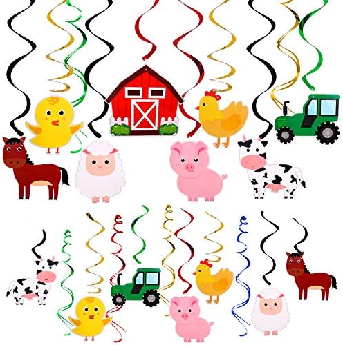 Çiftlik Hayvan Asılı Swirls Parti Tavan Süslemeleri Ahır Tema Doğum Günü Bebek Duş Dekor Olay Malzemeleri 30CT