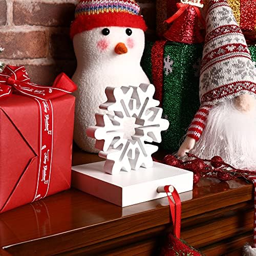 2 Parça Noel Stocking Tutucu Ahşap Kar Tanesi Stocking Askı Noel Stocking Askı Kar Tanesi Stocking Hooks ile 16 Parça Anti-Kayma