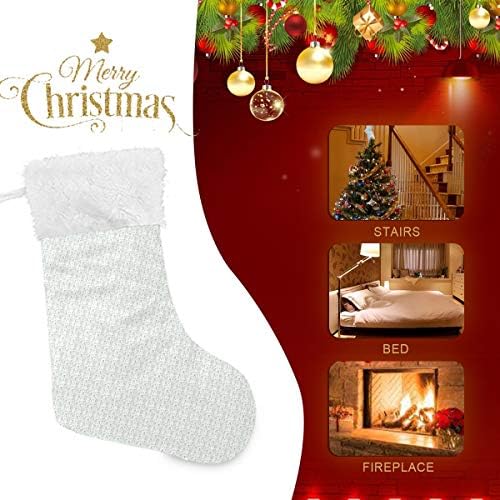 YUEND Klasik Kişiselleştirilmiş Beyaz Peluş Trim ile Büyük Aile Tatil Noel Partisi Süslemeleri Noel Stocking Kitleri için Basit
