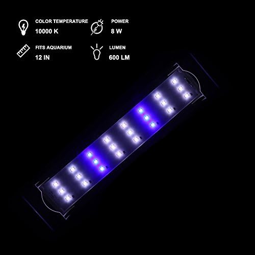 GOOBAT Ekili LED akvaryum ışığı 12/20/24 inç, Balık tankı davlumbaz Ekili ve tatlı su Akvaryumları için Led Aydınlatma, beyaz