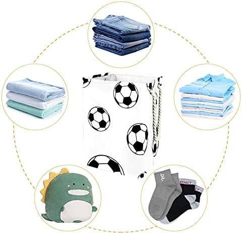 Inhomer Siyah Beyaz Futbol Topları Büyük Çamaşır Sepeti Su Geçirmez Katlanabilir kıyafet sepeti Sepet Giyim Oyuncak Organizatör,