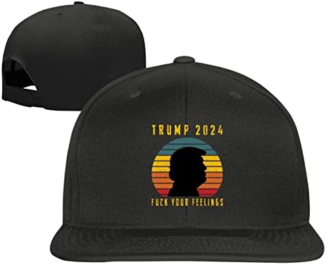 DARLEKS Trump 2024 Duygularını Siktir Et Beyzbol Şapkası, Erkekler Katı Düz Bill Ayarlanabilir Snapback Şapka Unisex Siyah